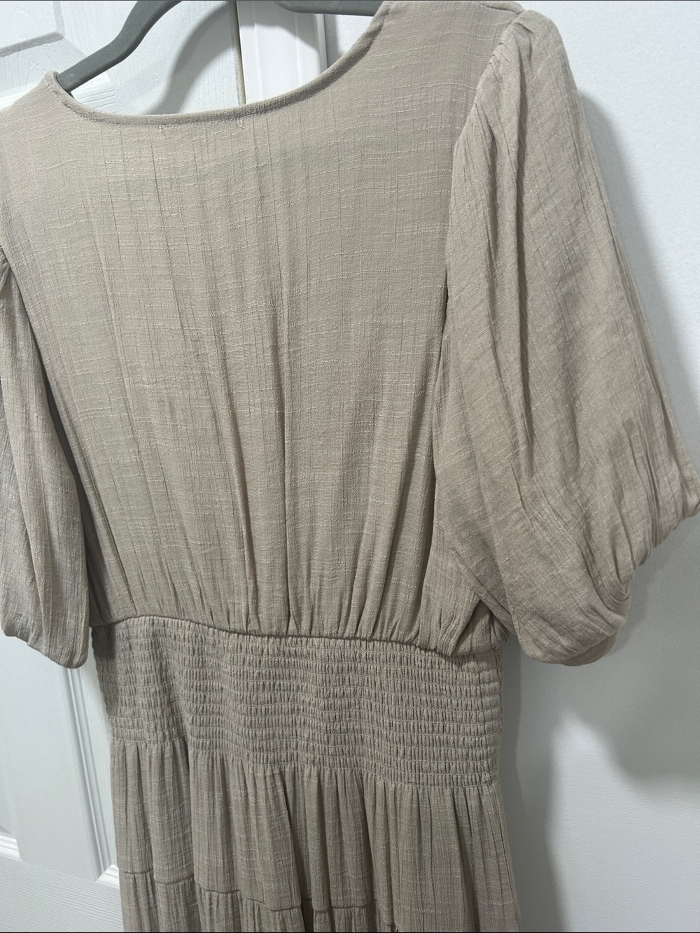 Boho Smocked Maxi Dress Taupe XL - Picture 4 of 5